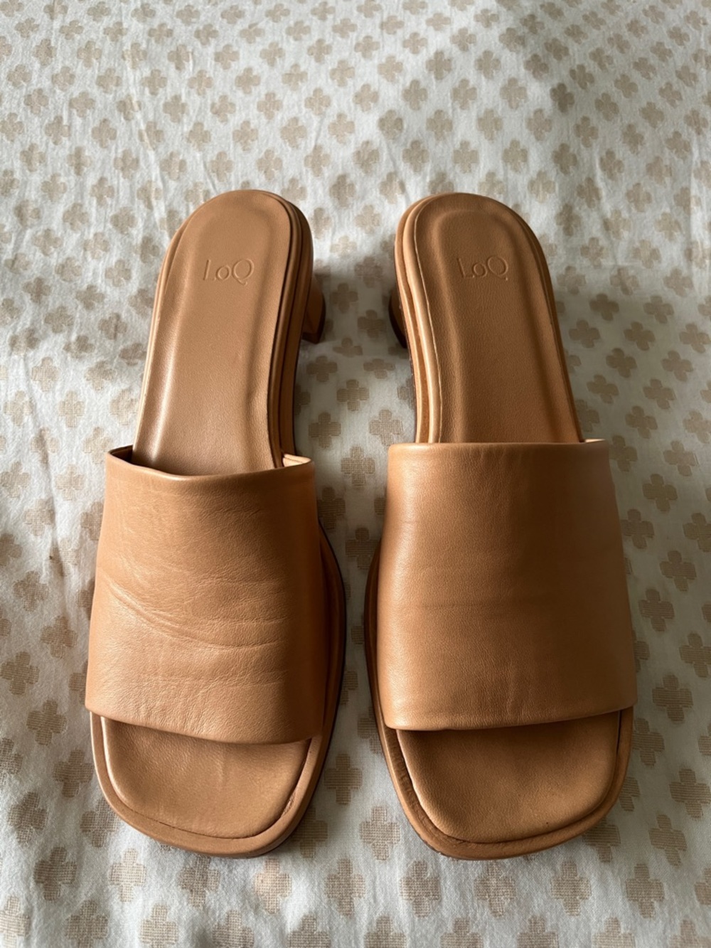 LOQ Celia Tan Leather Padded Slide Mules - Dune - 39